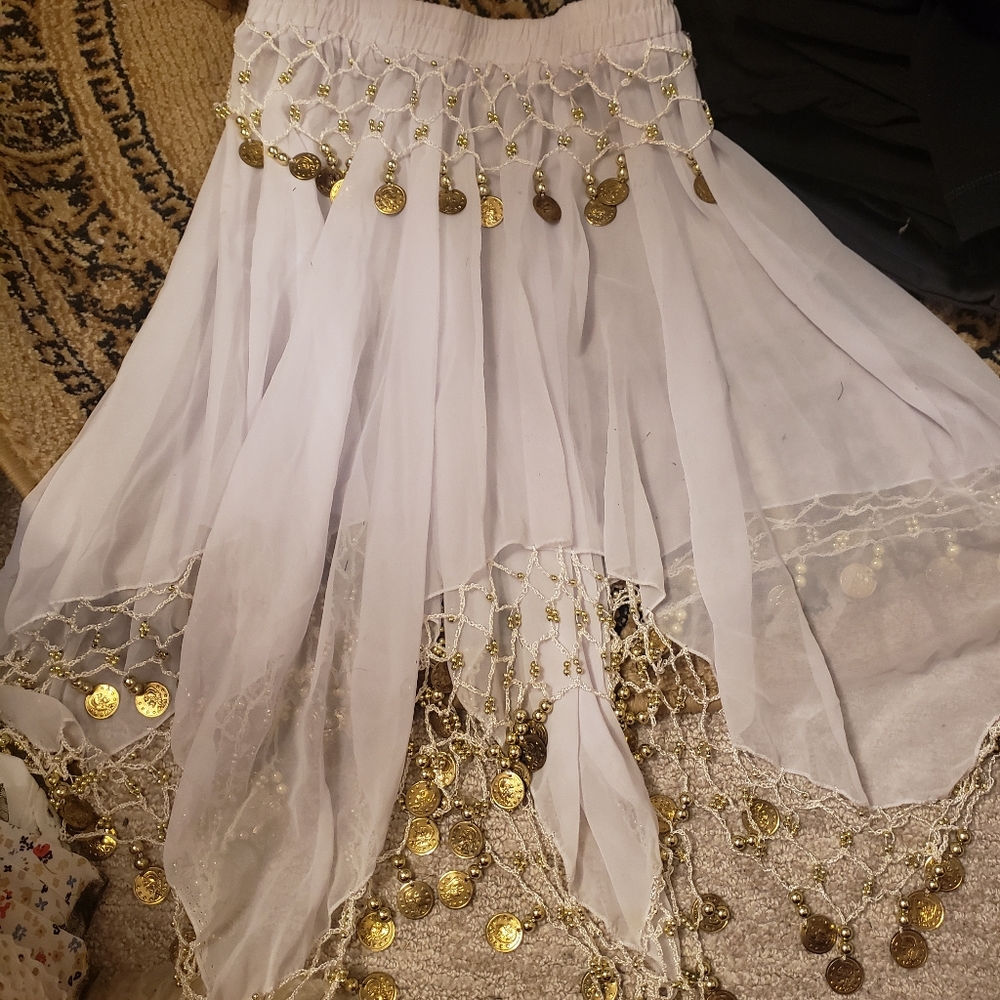 Real hamd made belly dancing tassel skirt